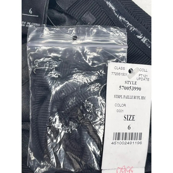Black House White Market Strapless Faille Ruffled Hem Black Dress size 6 NWT - Picture 7 of 8